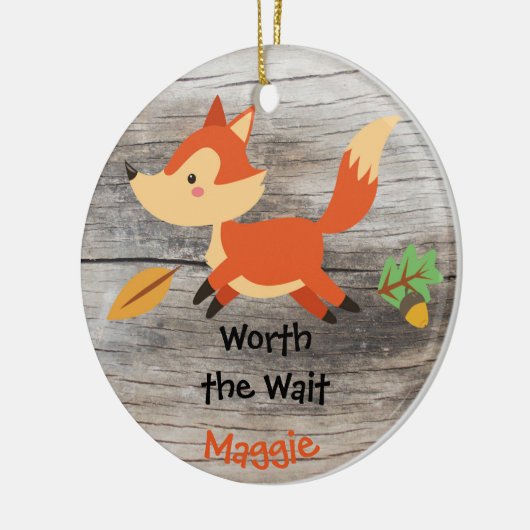 Aangenomen - Gepersonaliseerd Fox Adoption Gift Keramisch Ornament (Links)