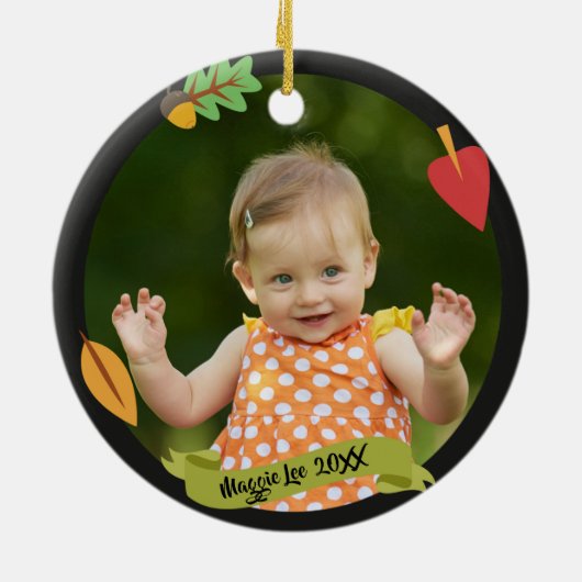 Aangenomen - Gepersonaliseerd Fox Adoption Gift Keramisch Ornament (Achterkant)