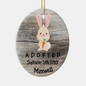 Aangenomen - Gepersonaliseerd roze Bunny Adoption Keramisch Ornament (Rechts)