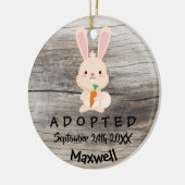 Aangenomen - Gepersonaliseerd roze Bunny Adoption Keramisch Ornament (Links)