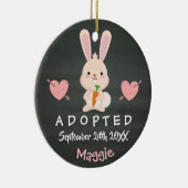 Aangenomen - Gepersonaliseerd roze Bunny Adoption Keramisch Ornament (Rechts)