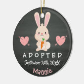 Aangenomen - Gepersonaliseerd roze Bunny Adoption Keramisch Ornament (Links)