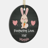 Aangenomen - Gepersonaliseerd roze Bunny Foster Ca Keramisch Ornament (Rechts)