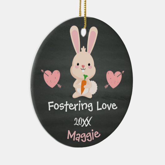 Aangenomen - Gepersonaliseerd roze Bunny Foster Ca Keramisch Ornament (Rechts)