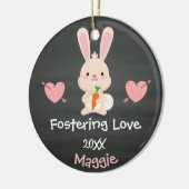 Aangenomen - Gepersonaliseerd roze Bunny Foster Ca Keramisch Ornament (Links)