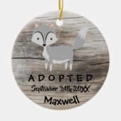 Aangenomen - Gepersonaliseerd Wolf Adoption Gift Keramisch Ornament (Voorkant)