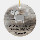 Aangenomen - Gepersonaliseerd Wolf Adoption Gift Keramisch Ornament (Achterkant)