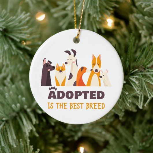 Aangenomen is de beste pauze: Dog Rescue Shelter Keramisch Ornament (Boom)