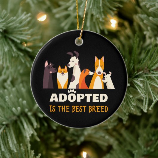 Aangenomen is de beste pauze: Dog Rescue Shelter Keramisch Ornament (Boom)