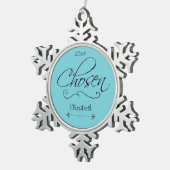 Aangenomen Scrolling Chosen Datum Aanname aanpasse Tin Sneeuwvlok Ornament (Rechts)