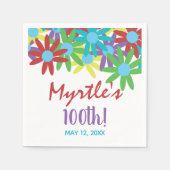 Aangepast 100e verjaardag Floral Paper Napkins Servet (Voorkant)
