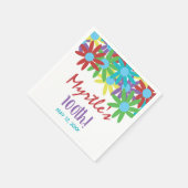 Aangepast 100e verjaardag Floral Paper Napkins Servet (Hoek)