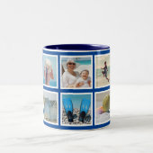 Aangepast 10-fotovierkanaals Collage Blue Tweekleurige Koffiemok (Center)