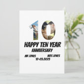 Aangepast 10 jaar Jubileum 2 Fotocollage T-Shir Kaart (Staand voorkant)