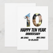 Aangepast 10 jaar Jubileum 2 Fotocollage T-Shir Kaart (Voorkant / Achterkant)