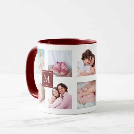 Aangepast 10 Mok van het Monogram van de Maroon va (Voorkant links)