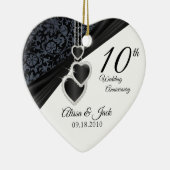 Aangepast - 10e onyx Foto Wedding Jubileum Foto Keramisch Ornament (Rechts)