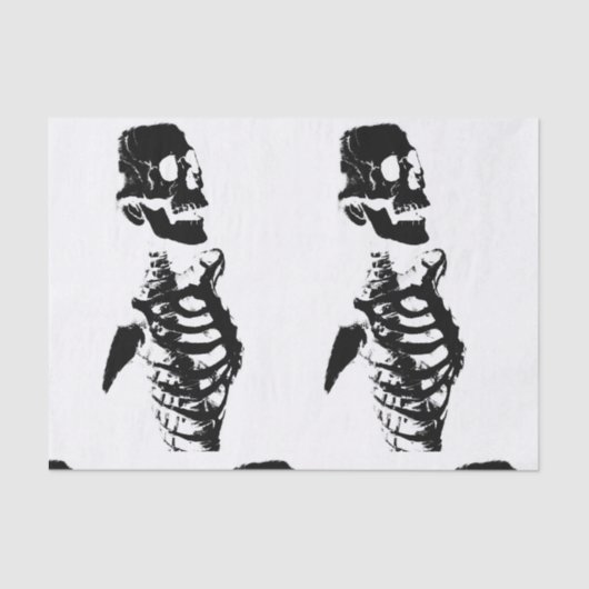Aangepast 10lb-weefselpapier, witte SKULL-SKELETON Tissuepapier (Voorkant)