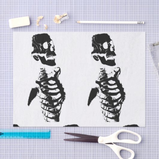 Aangepast 10lb-weefselpapier, witte SKULL-SKELETON Tissuepapier (Craft)