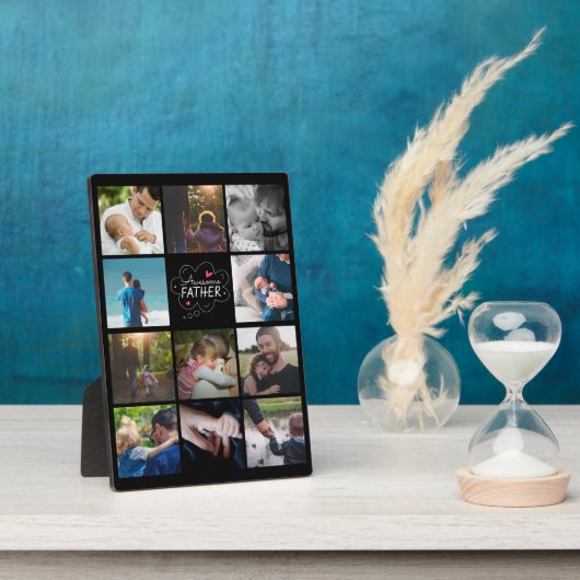 Aangepast 11 Foto collage Beste papa ooit cadeau Fotoplaat (Zijkant)