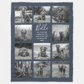 Aangepast 11 Foto Collage Dark Blue Fleece Deken (Voorkant)