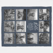 Aangepast 11 Foto Collage Dark Blue Fleece Deken (Voorkant (Horizontaal))
