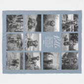 Aangepast 11 Foto Collage Dusty Blue Fleece Deken (Voorkant (Horizontaal))