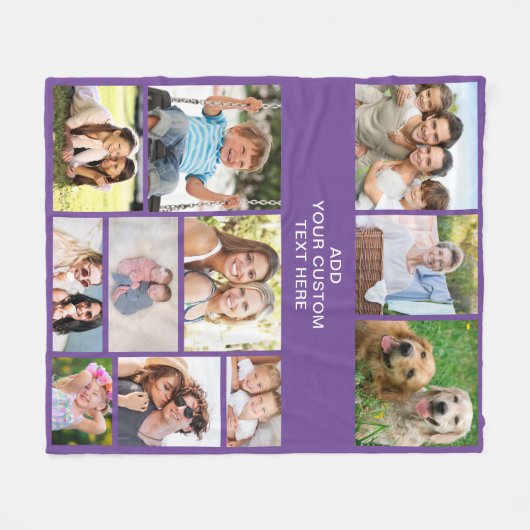 Aangepast 11 Foto-collage Paars Fleece Deken (Voorkant (Horizontaal))