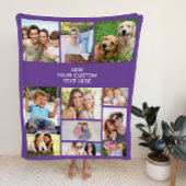 Aangepast 11 Foto-collage Paars Fleece Deken