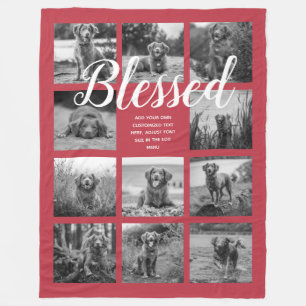 Aangepast 11 fotocollage BLESSED Red Fleece Deken
