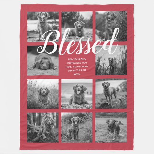 Aangepast 11 fotocollage BLESSED Red Fleece Deken (Voorkant)
