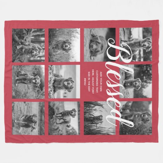 Aangepast 11 fotocollage BLESSED Red Fleece Deken (Voorkant (Horizontaal))