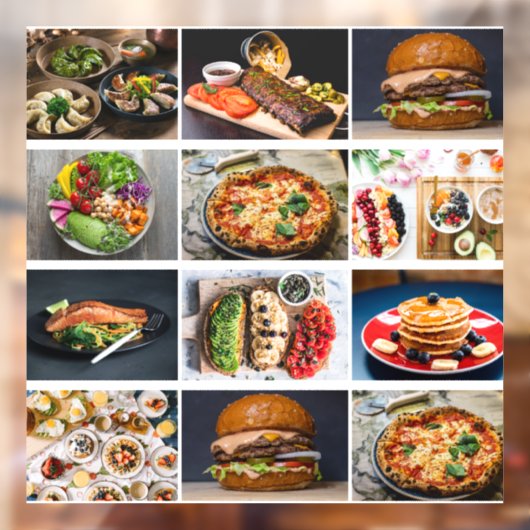 Aangepast 12 Business Photo Collage Food restauran Raamsticker (Vel 2)