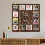 Aangepast 12 fotocollage serie Citaat Pallet hout Vierkante Klok<br><div class="desc">Create your own foto collage wall clock with 12 of your favorite pictures. Foto van frame clock helps you treasure your special moments and also makes a thoughtful gift for ouders, grootouders and friends. The personalized familiy clock makes it a perfect gift for all gelegenheden. Personalize with familiy name and...</div>