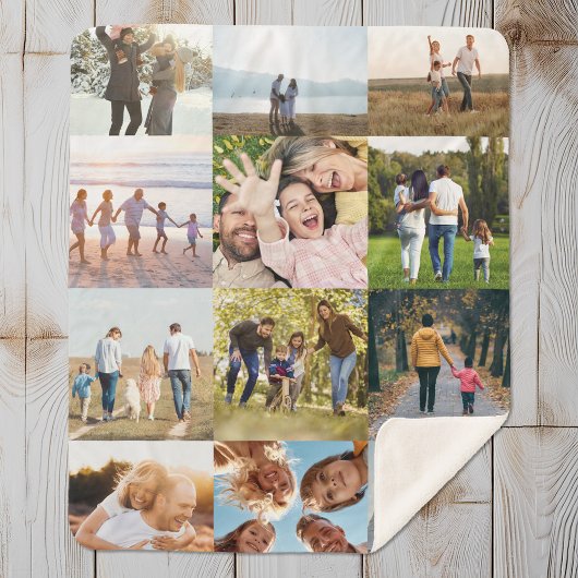 Aangepast 12 fotocollage sherpa deken
