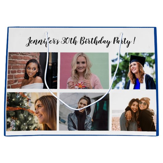 Aangepast 12 Fotoverzamelnaam Happy Birthday Party Groot Cadeauzakje (Voorkant)