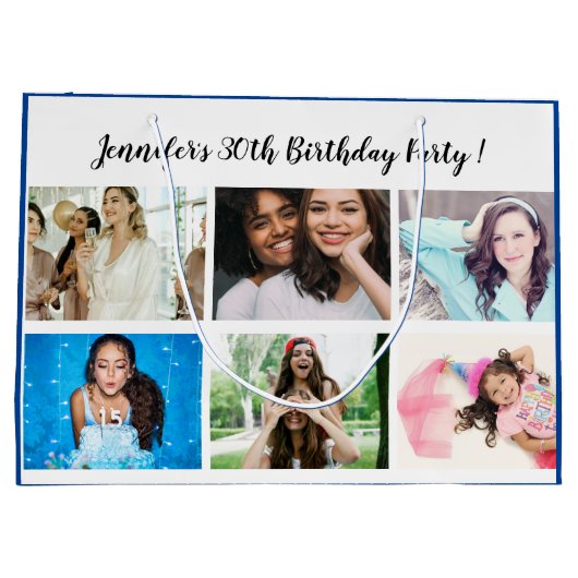 Aangepast 12 Fotoverzamelnaam Happy Birthday Party Groot Cadeauzakje (Achterkant)