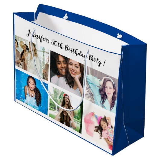 Aangepast 12 Fotoverzamelnaam Happy Birthday Party Groot Cadeauzakje (Achterkant Gekanteld)