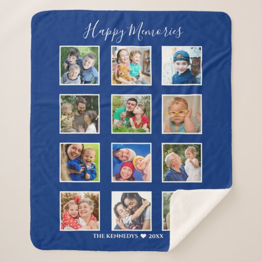 Aangepast 12 Naam foto-collage Sherpa Deken (Voorkant)
