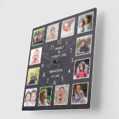Aangepast 12 Photo Collage Lijst Chalkboard Vierkante Klok (Hoek)