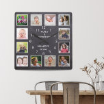Aangepast 12 Photo Collage Lijst Chalkboard Vierkante Klok<br><div class="desc">Create your own foto collage wall clock with 12 of your favorite pictures. Foto van frame clock helps you treasure your special moments and also makes a thoughtful gift for ouders, grootouders and friends. The personalized familiy clock makes it a perfect gift for all gelegenheden. Personalize with familiy name and...</div>