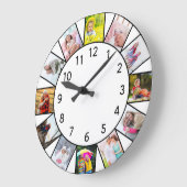 Aangepast 12 Photo Collage White Round Grote Klok (Hoek)