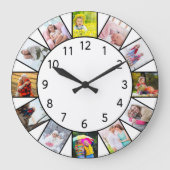Aangepast 12 Photo Collage White Round Grote Klok (Voorkant)