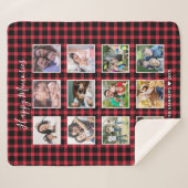 Aangepast 12-reeks foto collage rode buffels sherpa deken (Voorkant (horizontaal))