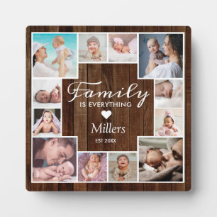 Aangepast 12-reeks fotocollage Rustic Brown Wood Fotoplaat