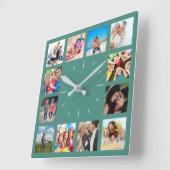Aangepast 12-serie-herinneringen foto-Collage Vierkante Klok (Hoek)