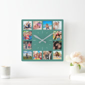 Aangepast 12-serie-herinneringen foto-Collage Vierkante Klok (Huis)