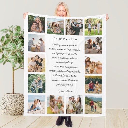 Aangepast 14 foto collage gedicht fleece deken