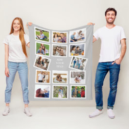 Aangepast 14 fotocollage met aangepaste tekst fleece deken