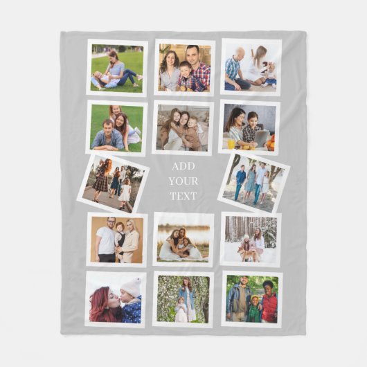 Aangepast 14 fotocollage met aangepaste tekst fleece deken (Voorkant)